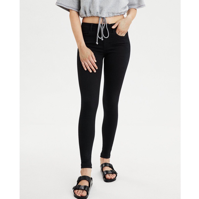 American Eagle Black Next Level Stretch Hi-Rise Skinny Ankle Jeggings(Short)